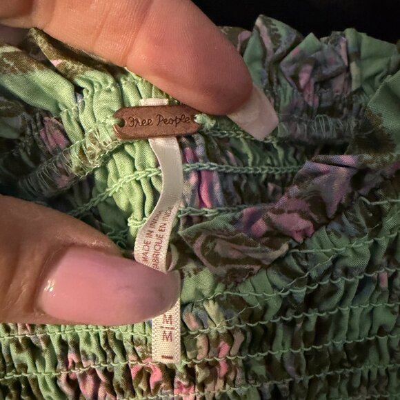 NWOT Free People Oversized Maxi Dress Floral Green Pink Lace Straps Medium - Picture 6 of 7